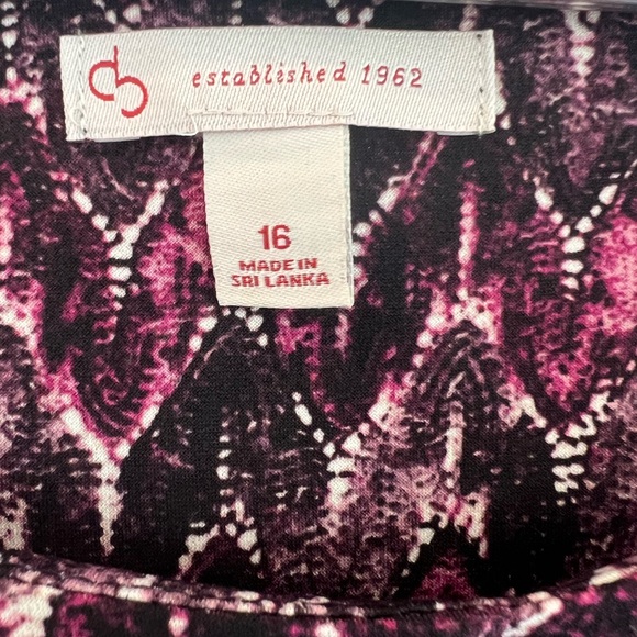 SOLD DB Established 1962 1/2 Sleeve Purple Patterned Knee-Length Dress 16 - Picture 5 of 6